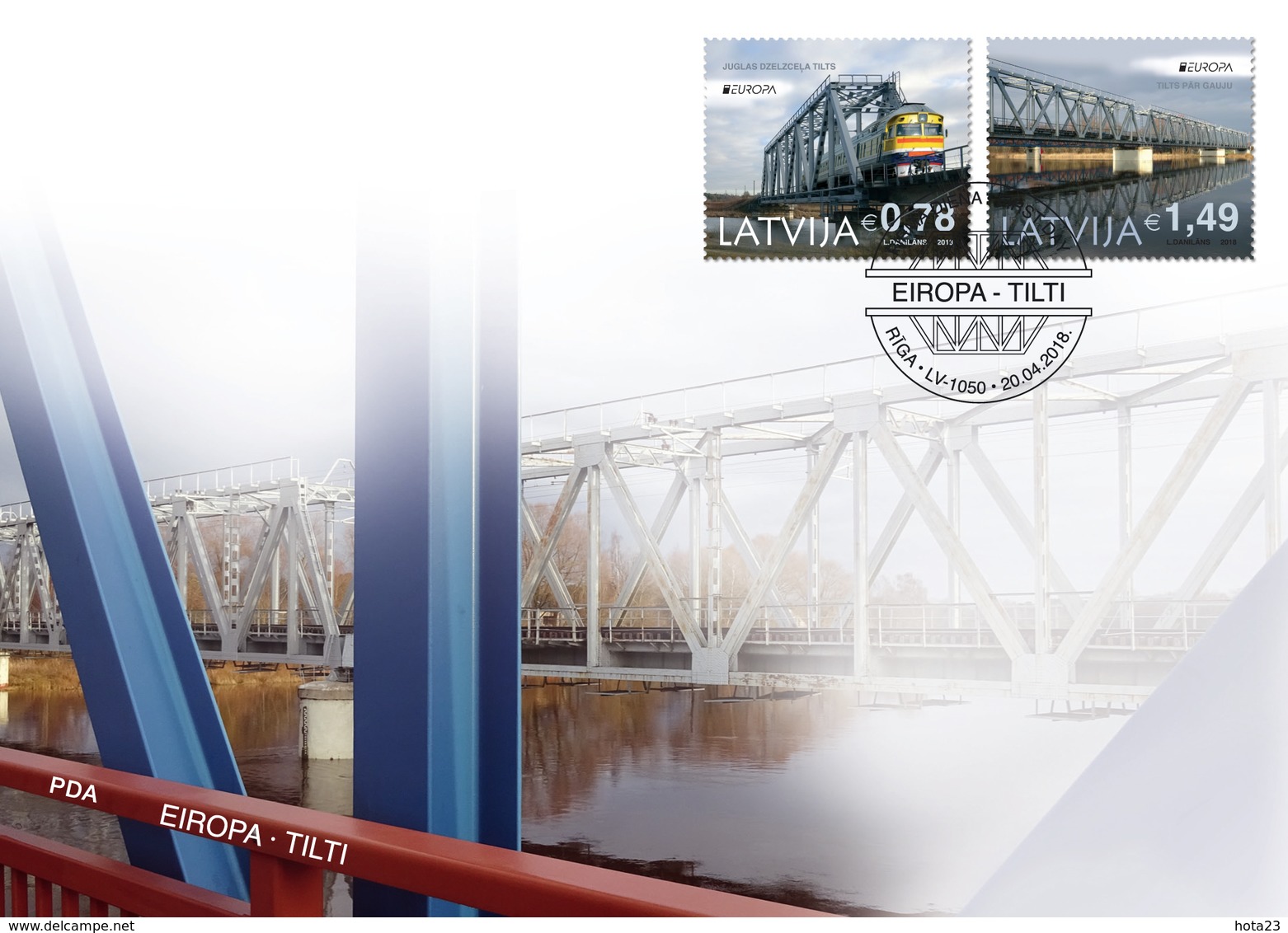 TRAIN LETTLAND ,LETTONIA Latvia 2018  Europe CEPT - Bridges - Railway  FDC - 2018