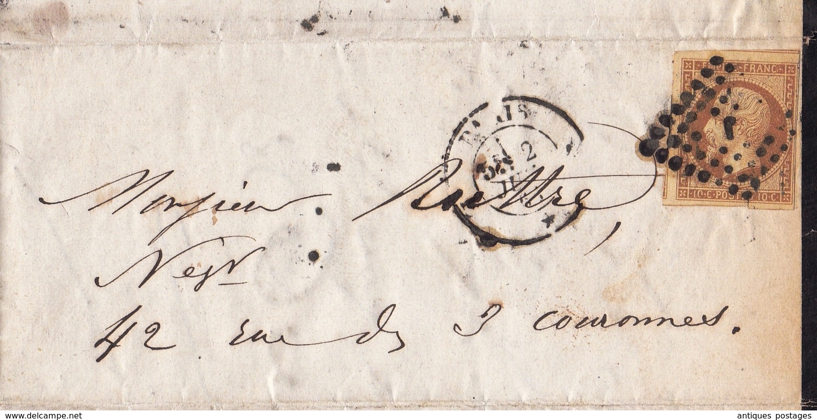 Lettre 1861 Paris Napoléon 10 Centimes Henry Dunoyer Avoué Cour Impériale De Paris - 1853-1860 Napoléon III