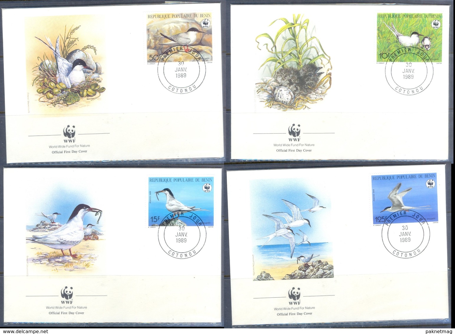 G368- Benin 1989 FDC Roseate Tern Birds. WWF. W.W.F. - FDC