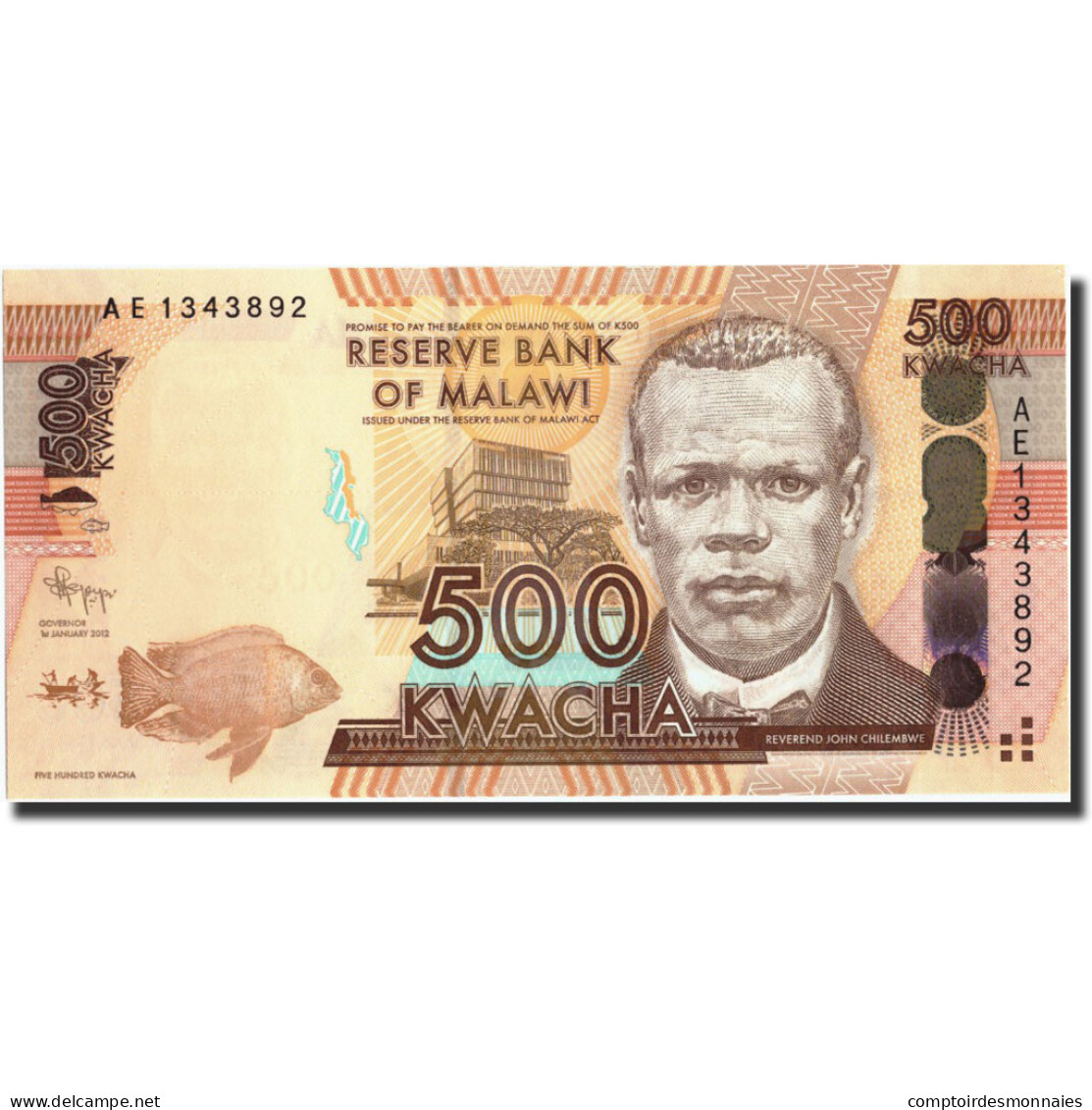 Billet, Malawi, 500 Kwacha, 2012, 2012-01-01, KM:61, NEUF - Malawi