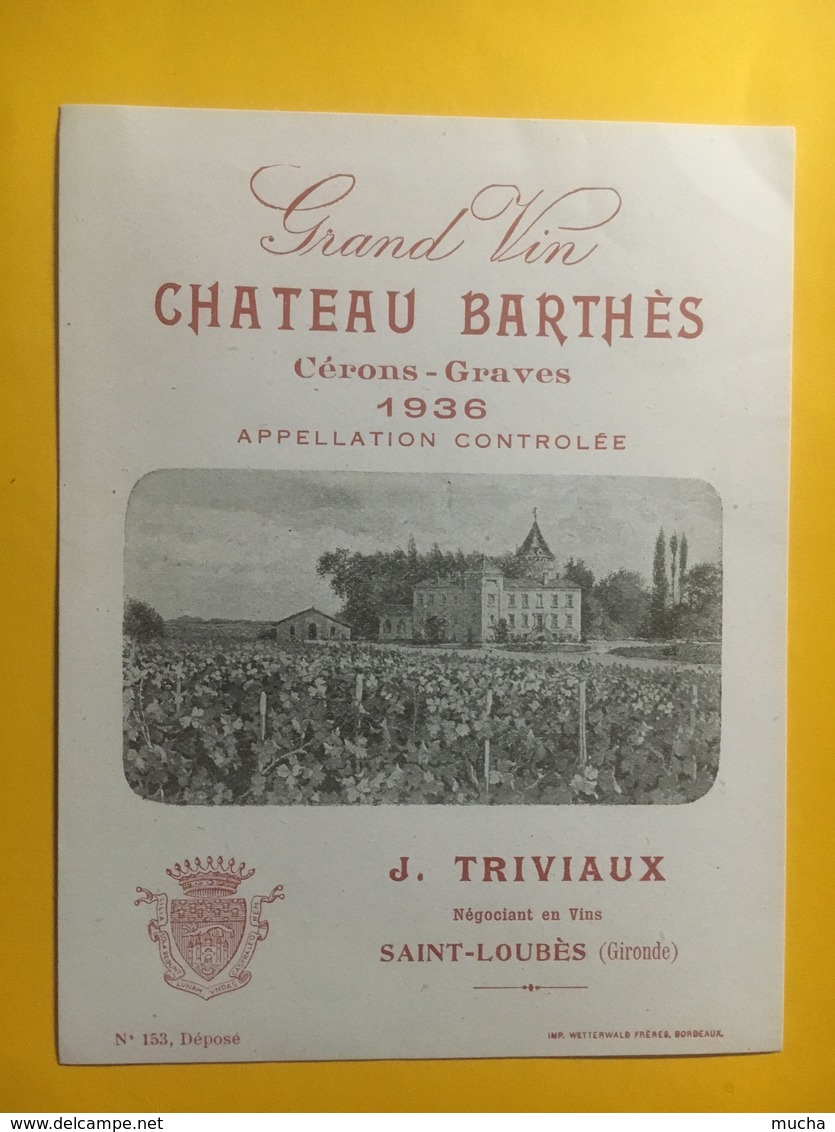 8127 - Château Barthès 1936 Cérons-Graves - Bordeaux