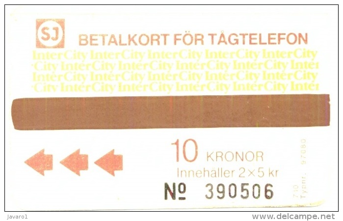 SWEDEN_SJ : T04 2x5Kr Brown 'InterCity' Typ710 USED - Suède