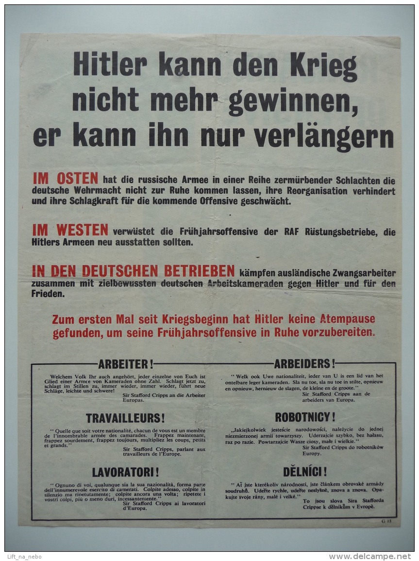 WWII WW2 Tract Flugblatt Propaganda Leaflet In German, PWE G Series/1942, Code G.15, Frühjahrsoffensive - Non Classificati