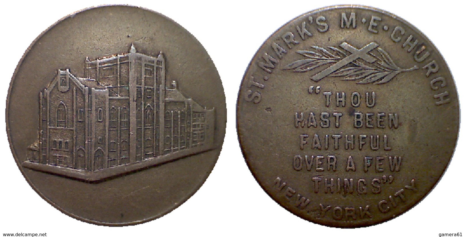 02734 GETTONE JETON TOKEN ADVERTISING TOURISM MEDAL ST. MARK’S CHURCH NEW YORK CITY - Other & Unclassified