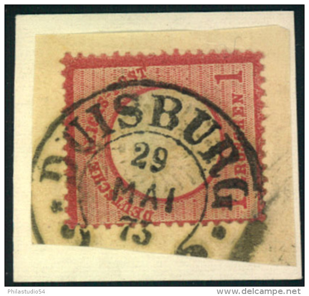 1873, DUISBURG, 1 Groschen Gr. Schild Auf Briefstück Mit Hufeisenstempel. - Gebruikt