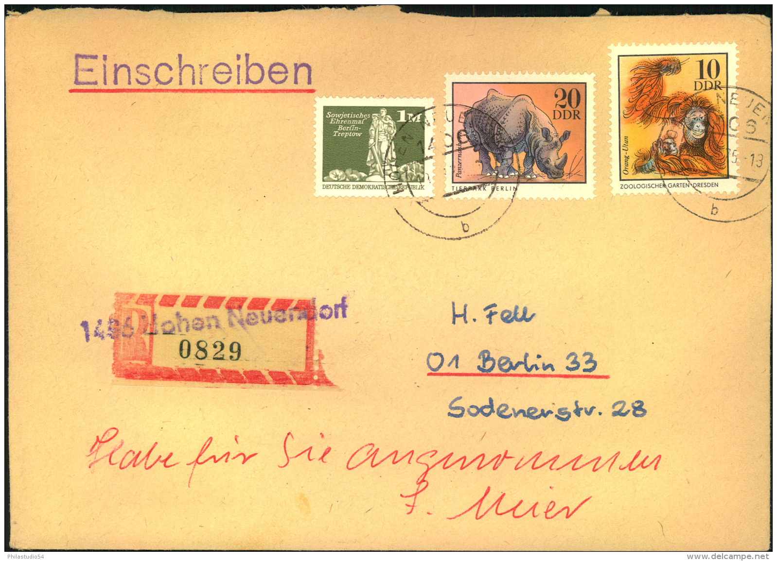 1975, Einschreiben, R-Telle Mit Notstempel ""1426 Hohen Neuendorf"". - Altri & Non Classificati