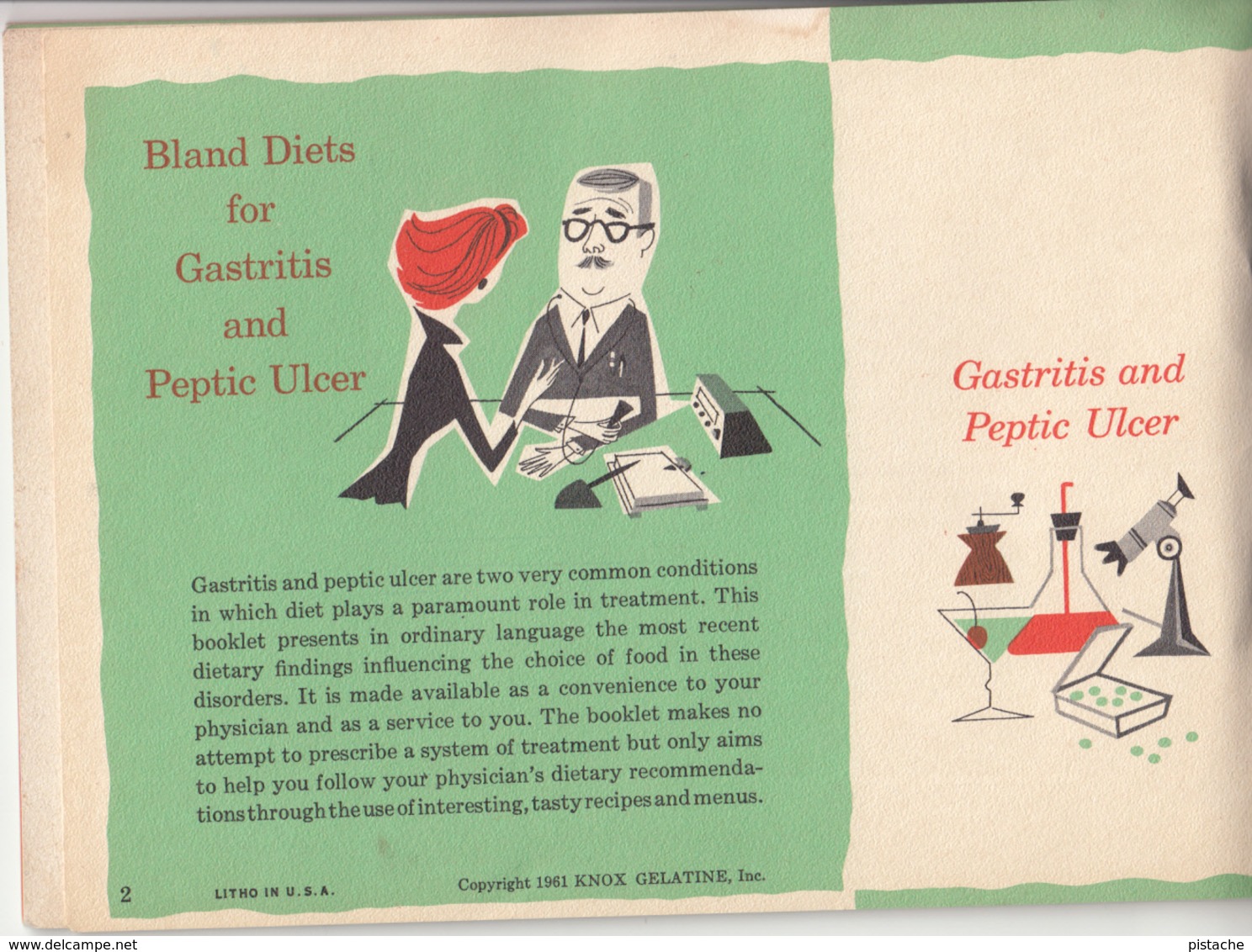 Knox Gelatine Booklet 28 Pages - Bland Diets For Gastritis & Peptic Ulcer - Health - 2 Scans - Other & Unclassified