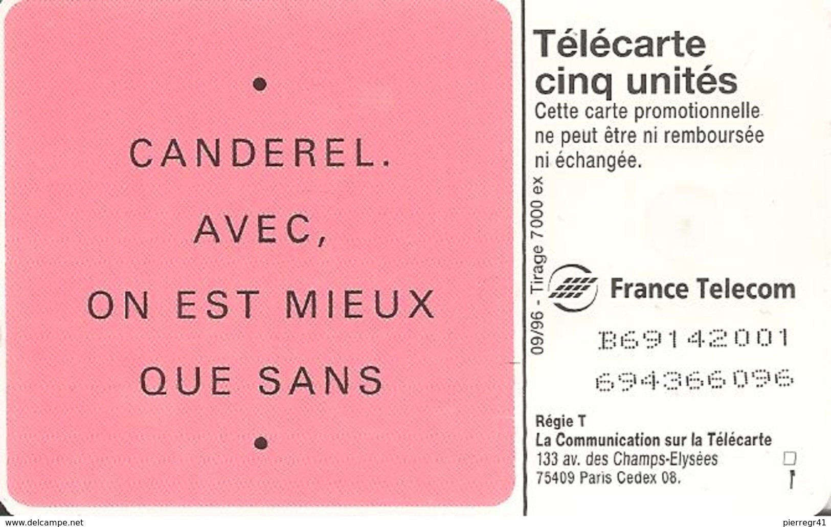 CARTE°-PRIVEE-5U-09/96-GN264-GEM-CANDEREL-FETE 2 -Reste 3U-TBE- - 5 Unités