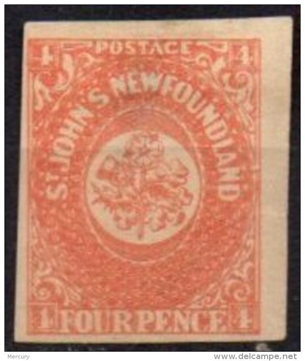 TERRE-NEUVE - 4 P. Orange FAUX Gravé - 1857-1861