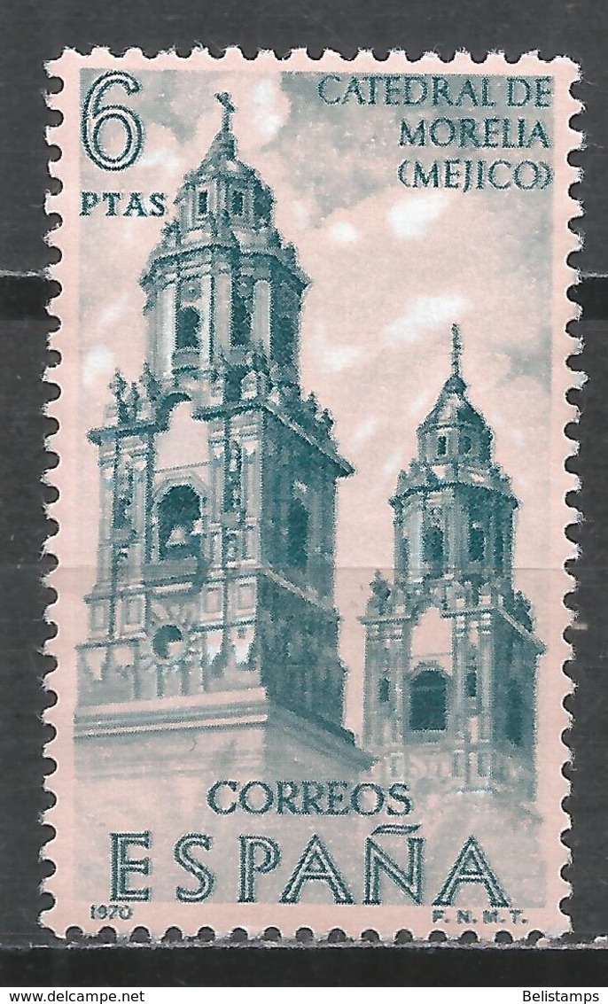 Spain 1970. Scott #1634 (U) Cathedral Towers, Morelia, Mexico - Used Stamps