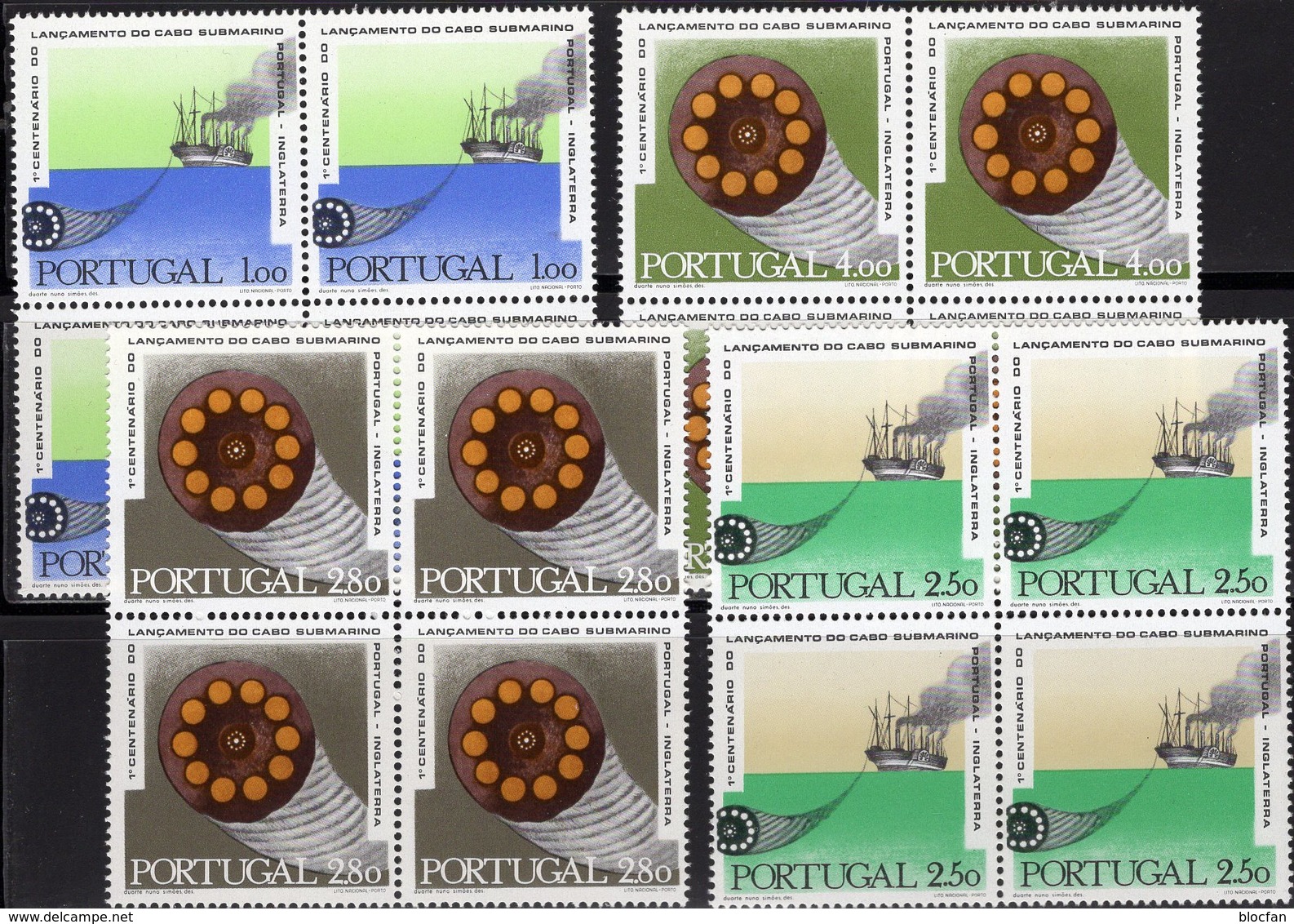 Telekom Seekabel 1970 Portugal 1113/6 VB ** 34€ Kabel-Schiff England Hb S/s Blocs M/s Communication Sheets Bf Ships - Informatica