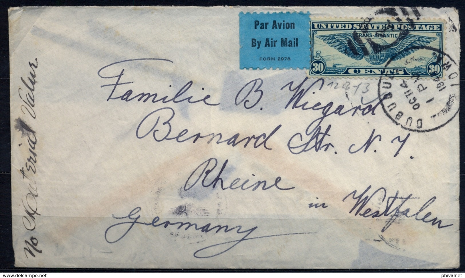 1946 , ESTADOS UNIDOS , CARTA CIRCULADA ENTRE DUBUQUE ( IOWA ) Y WESTFALIA , CENSURA , CORREO AÉREO - Covers & Documents