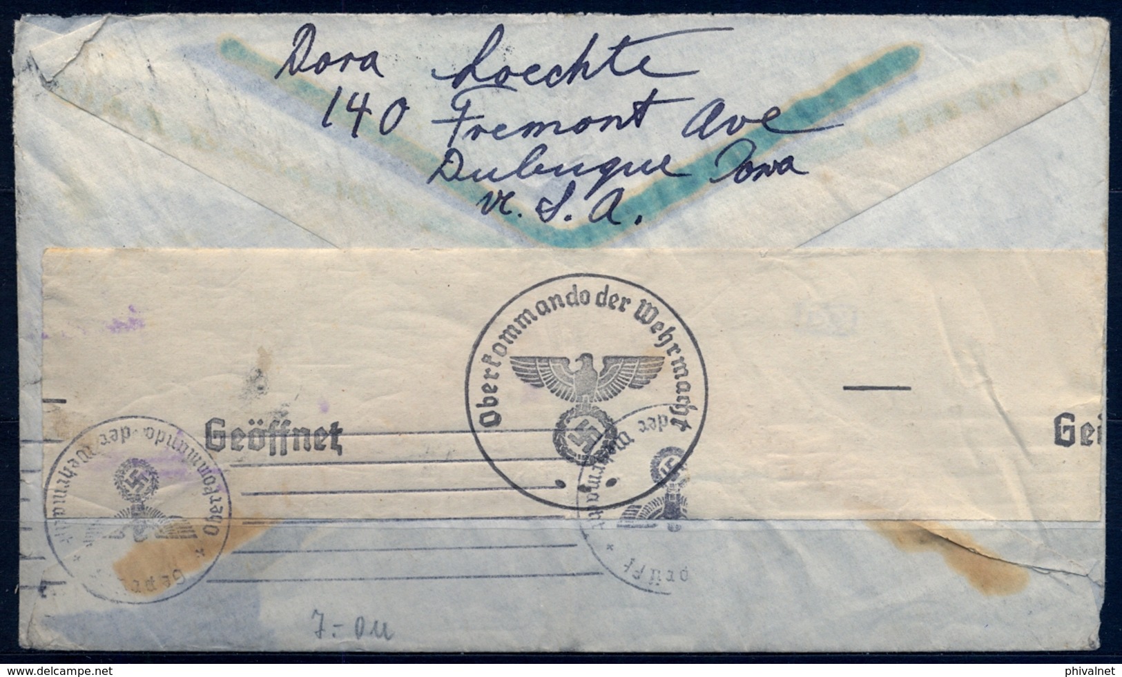 1946 , ESTADOS UNIDOS , CARTA CIRCULADA ENTRE DUBUQUE ( IOWA ) Y WESTFALIA , CENSURA , CORREO AÉREO - Covers & Documents