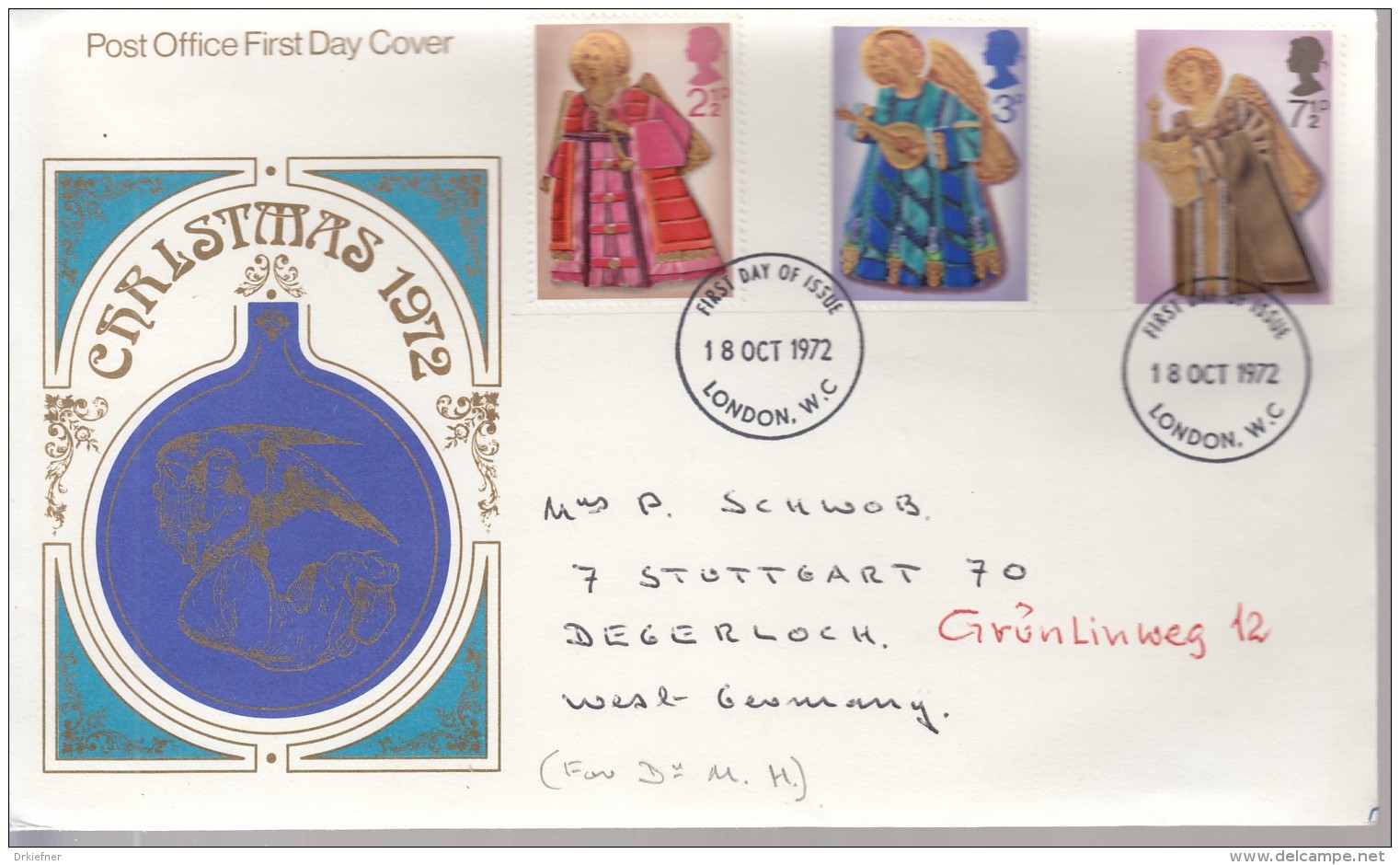 GROSSBRITANNIEN  606-608, FDC Echt Gelaufen, Weihnachten 1972 - 1971-80 Ediciones Decimal