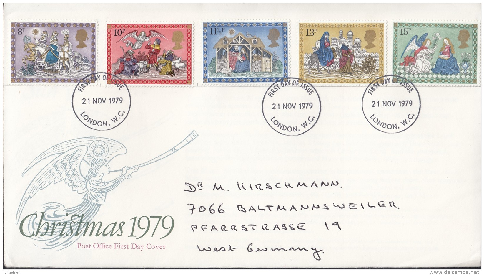 GROSSBRITANNIEN 812-816, FDC, Echt Gelaufen, Weihnachten 1979 - 1971-1980 Dezimalausgaben