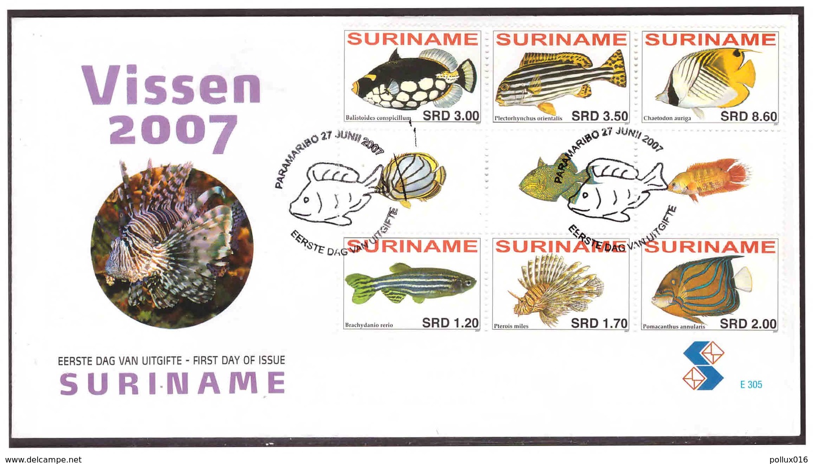 Surinam / Suriname 2007 FDC 305 BP Vissen Fishes Fischen Poisson Gutterpair - Suriname