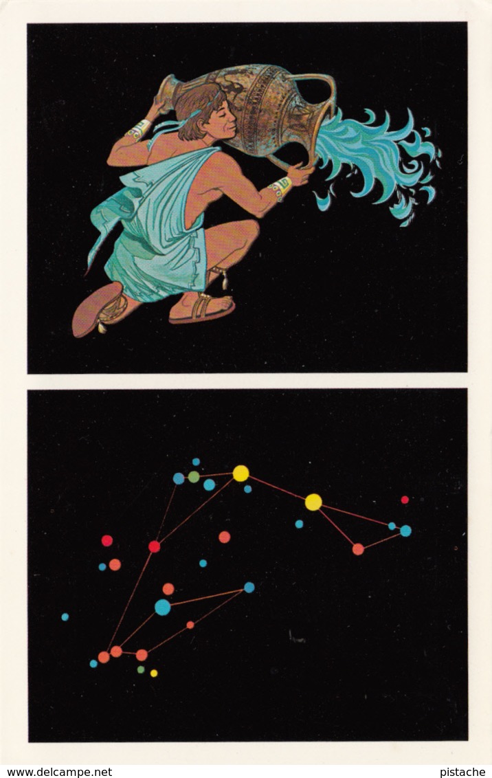 Astronomy - Aquarius Constellation - Very Nice Illustration - Unused - VG Condition - 2 Scans - Astronomy