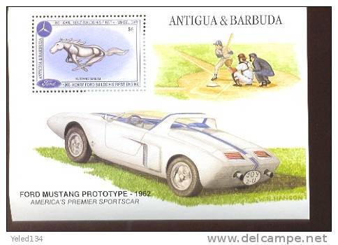 ANTIGUA & BARBUDA   1741  MINT NEVER HINGED SOUVENIR SHEET OF CARS   FORD  MUSTANG - Auto's