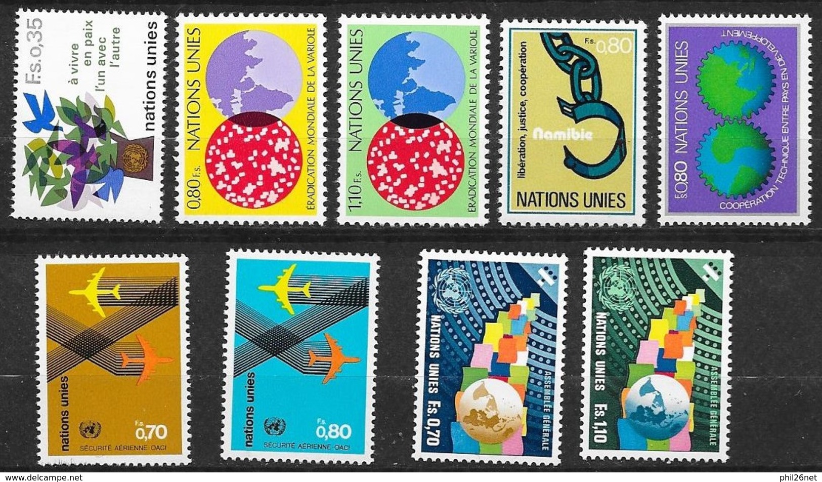 ONU Genève Année 1978  Complète N°72  à 80 Neufs * * TB=MNH VF  Cote= 14,45 Euros   - Neufs