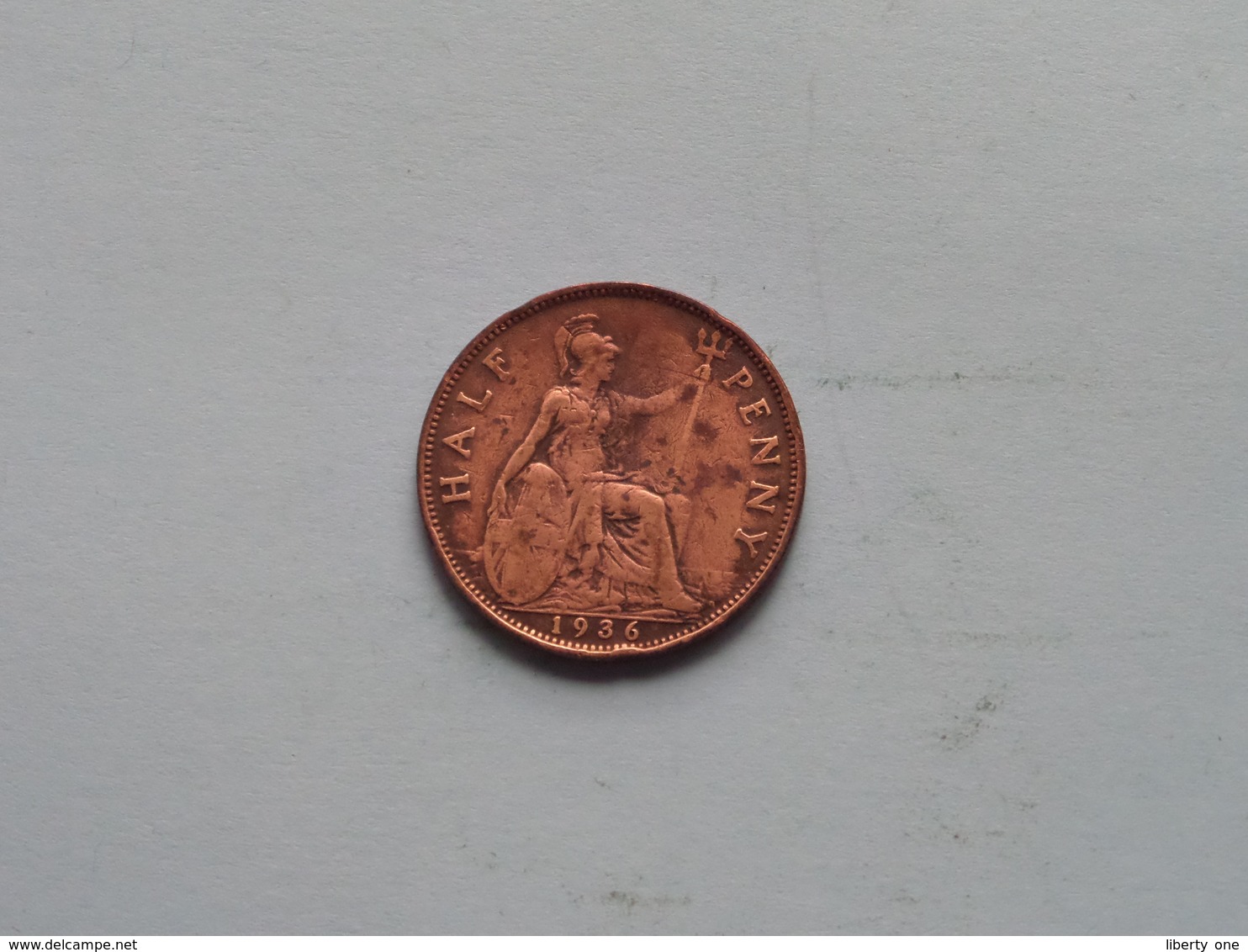 1936 - 1/2 Penny / KM 837 ( For Grade, Please See Photo ) ! - C. 1/2 Penny