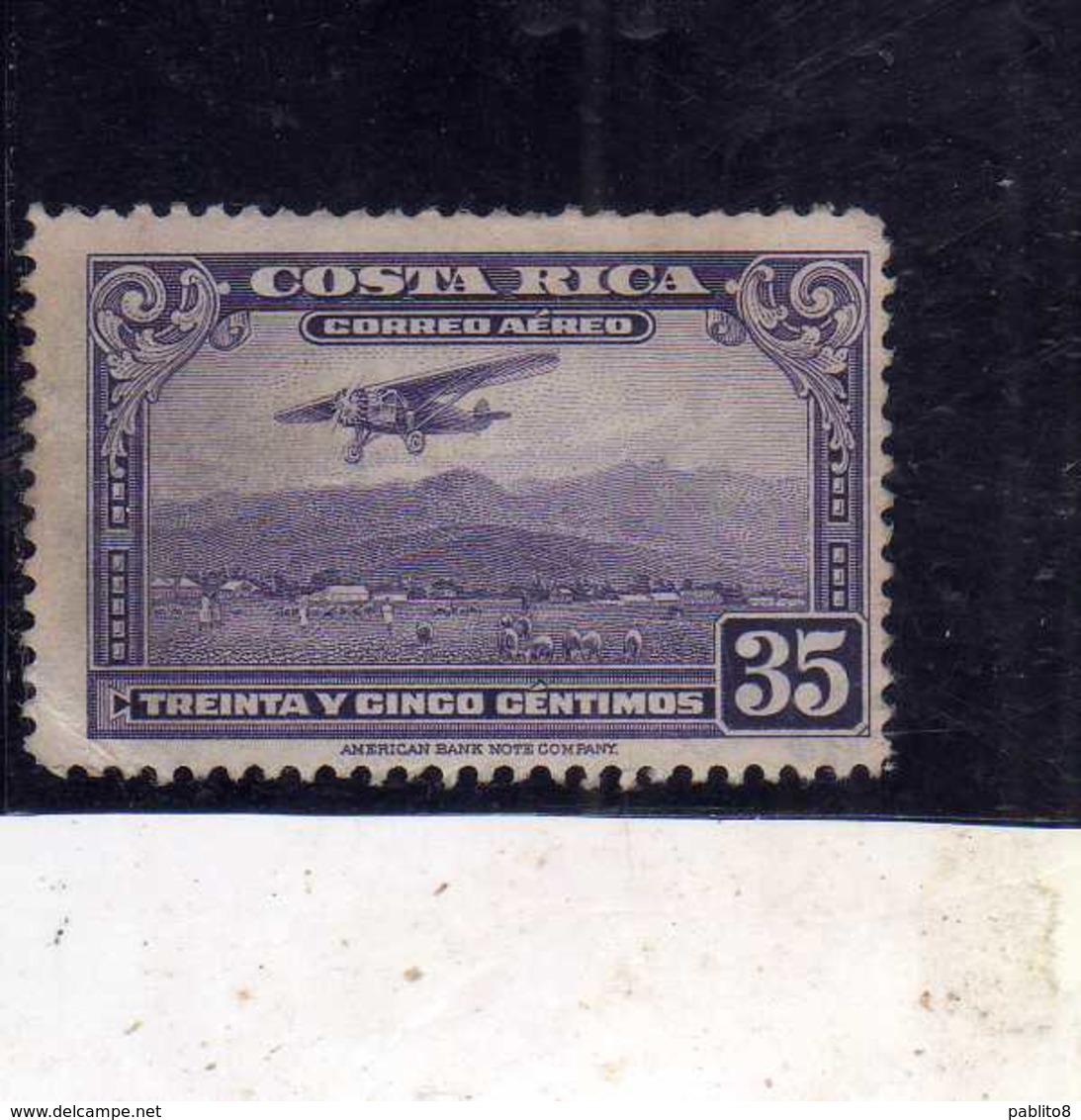 COSTA RICA 1952 1953 AIR MAIL POSTA AEREA AEREO MAIL PLANE ABOUT TO LAND CENT 35c USATO USED OBLITERE' - Costa Rica