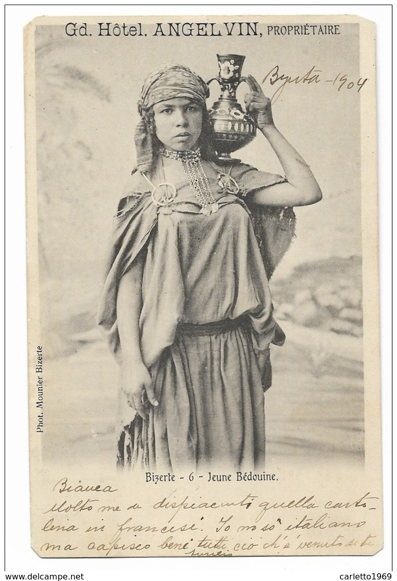 BIZERTE - JEUNE BEDUINE 1904   VIAGGIATA FP - Tunisie