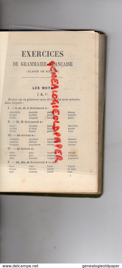 EXERCICES DE GRAMMAIRE FRANCAISE-LECTURE-LEOPOLD SUDRE-LYCEE MONTAIGNE-CLASSE DE SIXIEME-6 EME- LIBRAIRIE DELAGRAVE- - 6-12 Ans