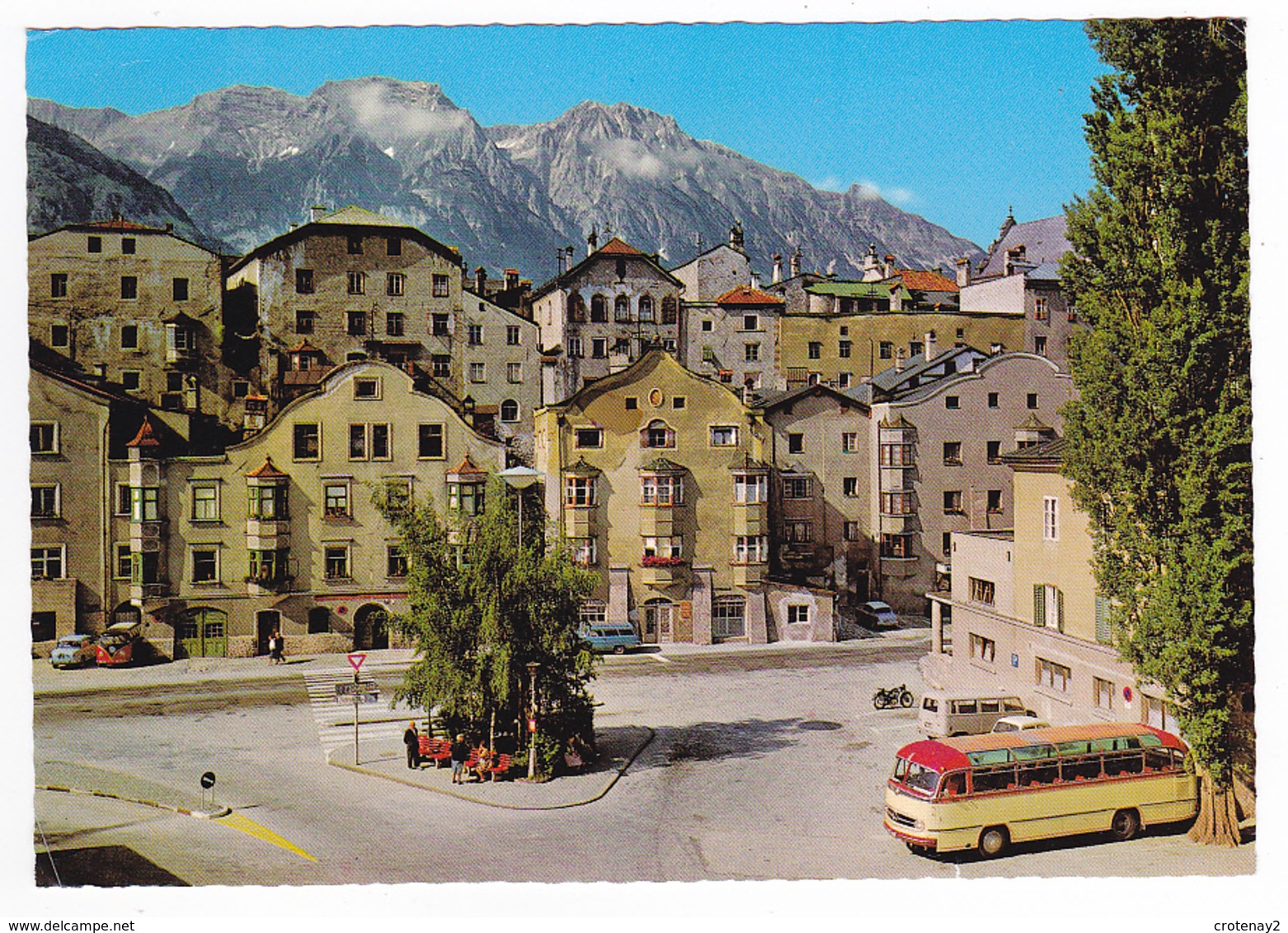 Autriche Kurort Solbad In Tirol N°12041 VOIR ZOOM CAR BUS Mercedes Ford Anglia VW Combi VOIR DOS Timbre Escrime - Autres & Non Classés