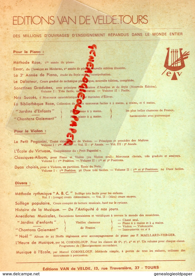 37- TOURS- LE DELIATEUR EDITIONS VAN DE VELDE- TECHNIQUE PIANO-PIERRE MAILLARD VERGER-PRIX DIEMER-ROME-IMPRIMERIE TARDY - Partitions Musicales Anciennes