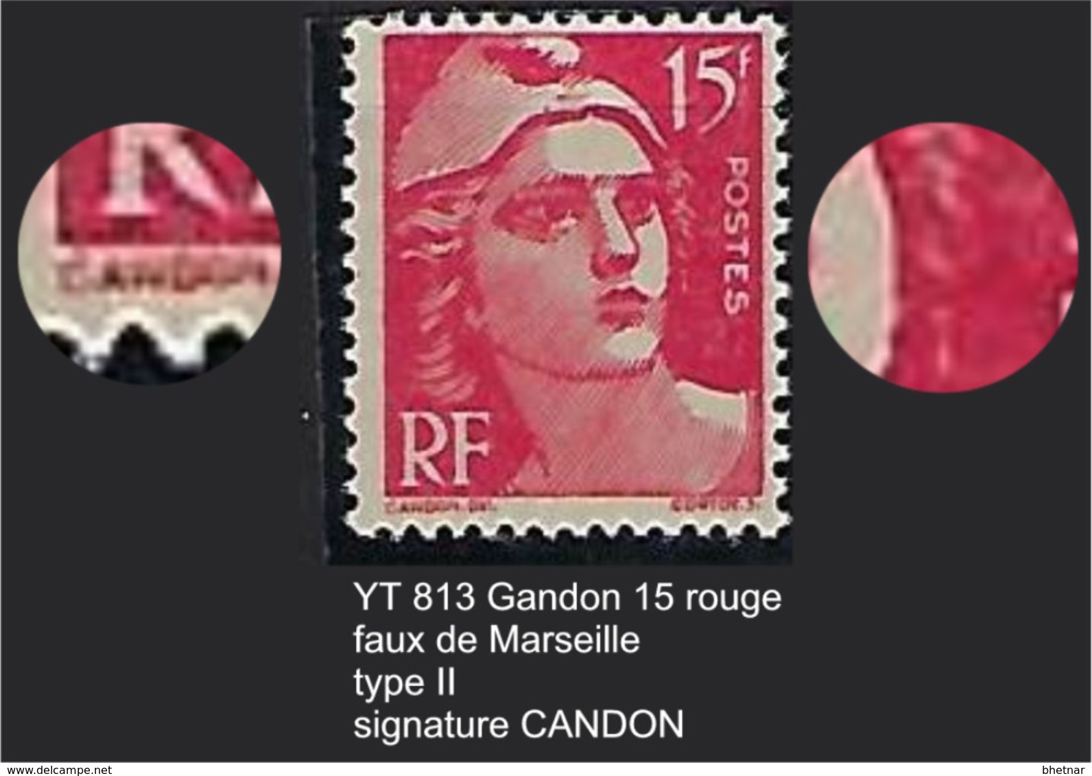 FR Variétés YT 813 " Gandon " 1945 Faux De Marseille - Unused Stamps