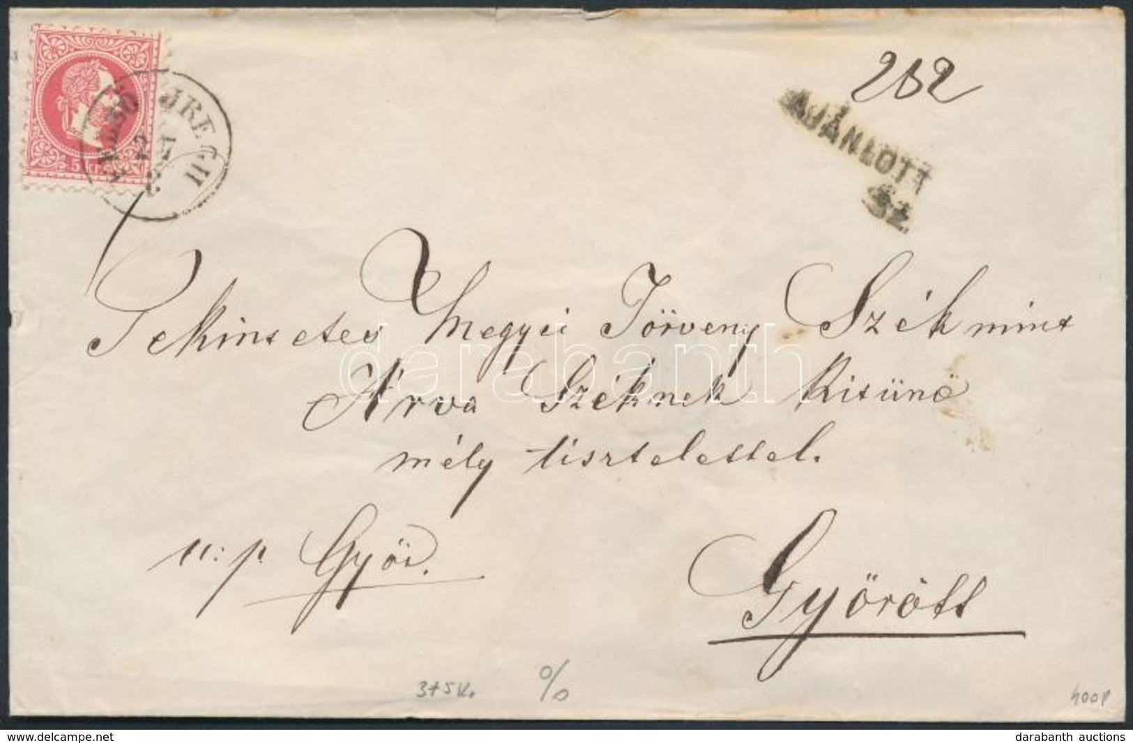 1870 4 X 5kr Ajánlott Levélen, Egy Hátoldali Bélyeg Sérült / On Registered Cover, 1 Stamp On The Backside Damaged 'FELS? - Altri & Non Classificati