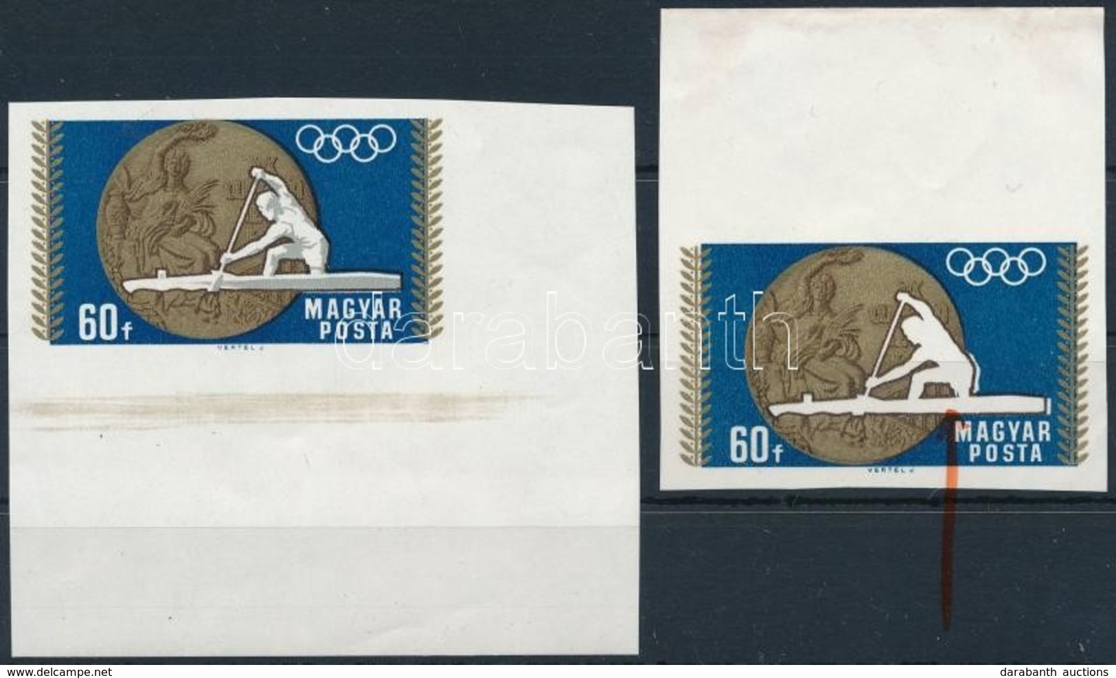 (*) 1969 Olimpiai érmesek 60f Vágott ívszéli Fázisnyomat, A Szürke Szín Hiányával + Támpéldány - Sonstige & Ohne Zuordnung