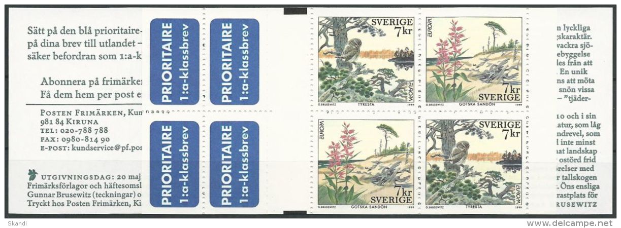 SCHWEDEN 1999 Mi-Nr. MH 254 Markenheft/booklet ** MNH - CEPT - 1981-..