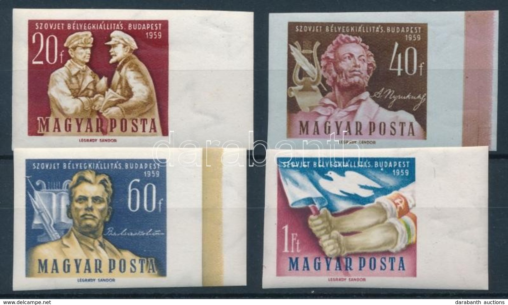 ** 1959 Szovjet Bélyegkiállítás ívszéli Vágott Sor (5.000) - Other & Unclassified
