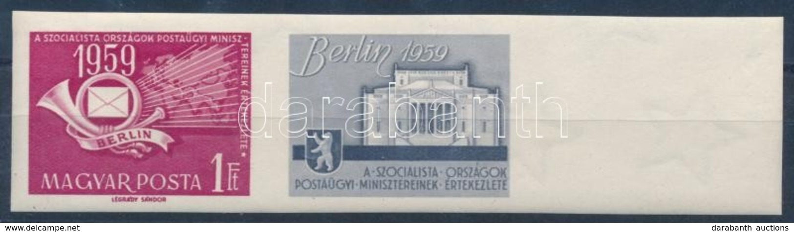 ** 1959 A Szocialista Országok Postaügyi Minisztereinek értekezlete (II.) Vágott ívszéli Szelvényes Bélyeg (4.000) - Sonstige & Ohne Zuordnung
