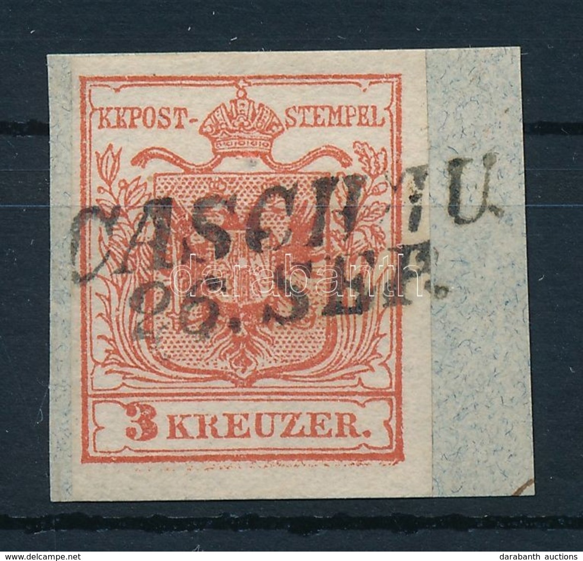 1850 3kr HP I A Kárminpiros Alul érdekes Kett?s Keretnyomat ,,CASCHAU' Certificate: Steiner - Sonstige & Ohne Zuordnung