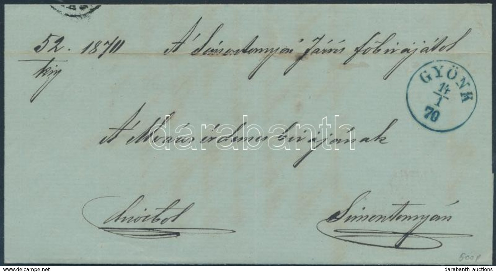 1870 Ex Offo Kék / Blue 'GYÖNK' - 'HÖGYÉSZ' - 'SIMONTORNYA' - Sonstige & Ohne Zuordnung