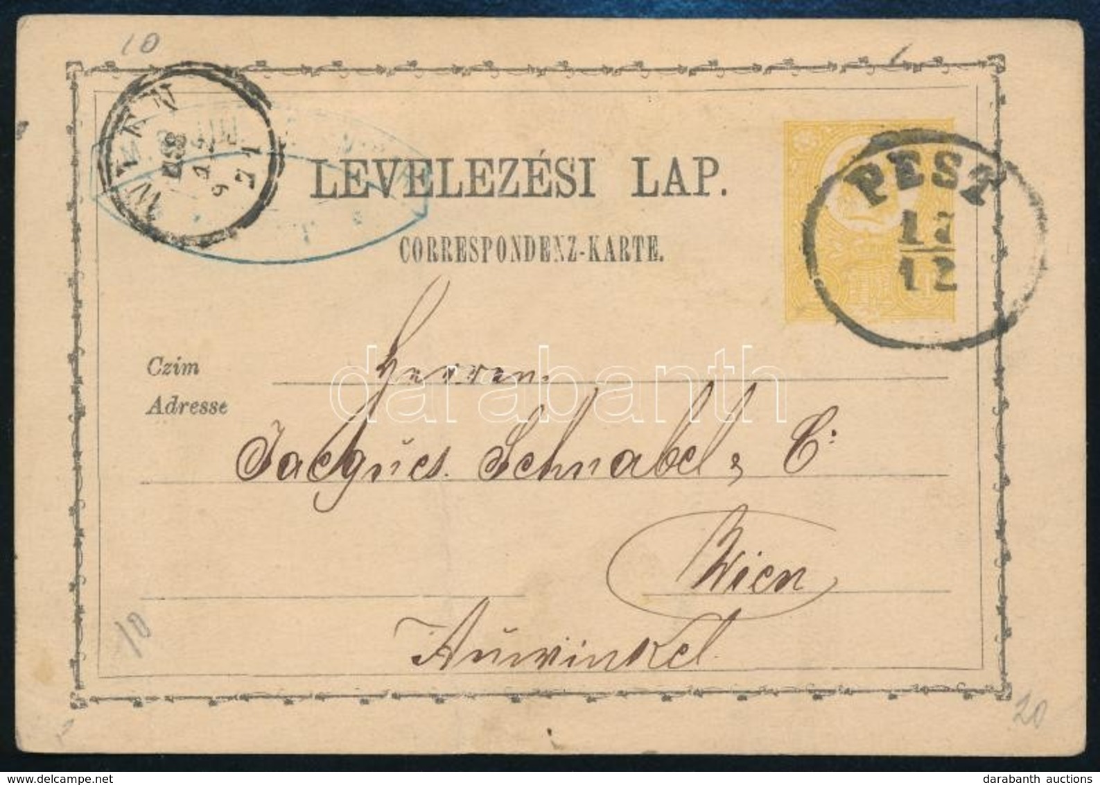 1871 Díjjegyes Levelez?lap, Ovális ,,PEST' (Gudlin C 2.4) - Autres & Non Classés