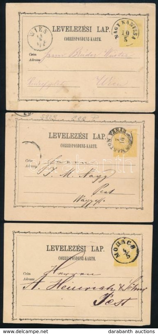 1871 3 Db 2kr Díjjegyes Levelez?lap, II. Típus Sárga Színben / 2kr PS-cards, II. Type - Sonstige & Ohne Zuordnung