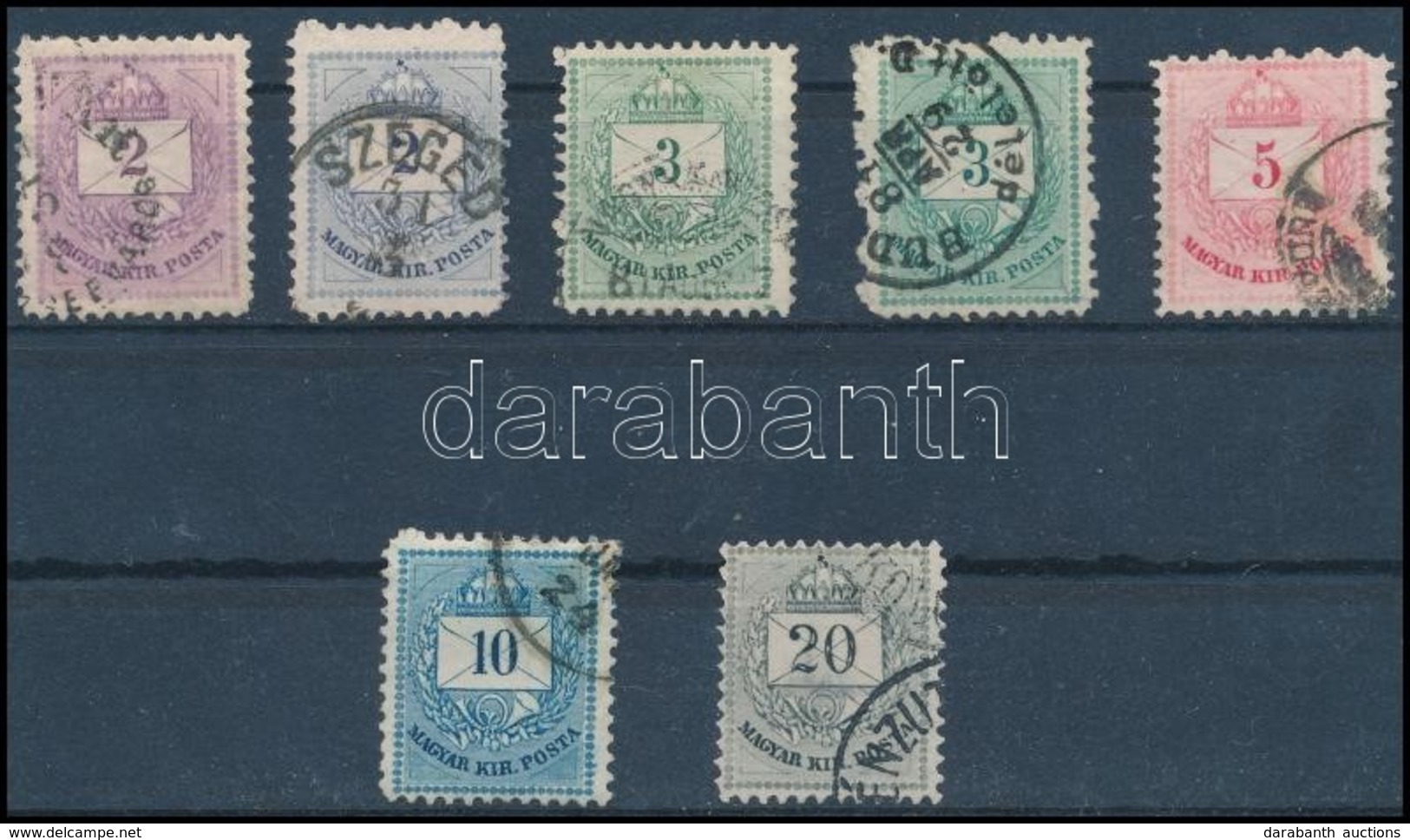 O 1874 7 Db Színesszámú Krajcáros, Színváltozattal (22.000) / 7 Stamps With Colour Variety - Sonstige & Ohne Zuordnung