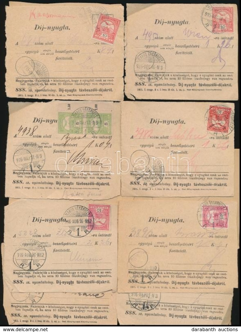 1915-1917 13 Db Díj-nyugta Távbeszél?-díjakról ,,MAROSVÁSÁRHELY' - Sonstige & Ohne Zuordnung