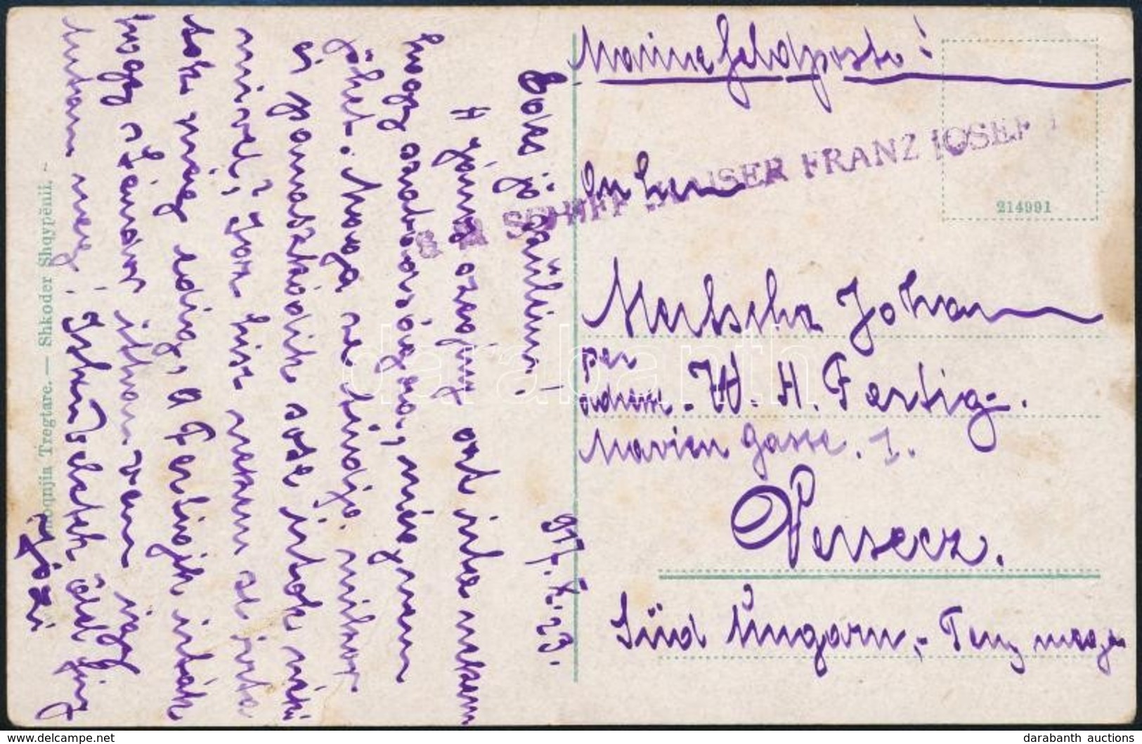 1917 Tábori Posta Képeslap 'S.M. SCHIFF KAISER FRANZ JOSEF' - Other & Unclassified