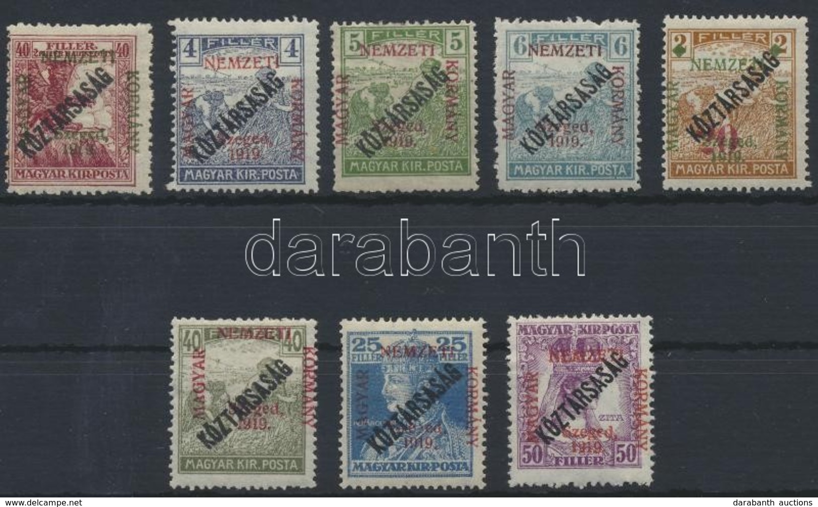 * Szeged 1919 8 Klf Köztársaság Bélyeg (19.850) / 8 Different Stamps. Signed: Bodor - Sonstige & Ohne Zuordnung