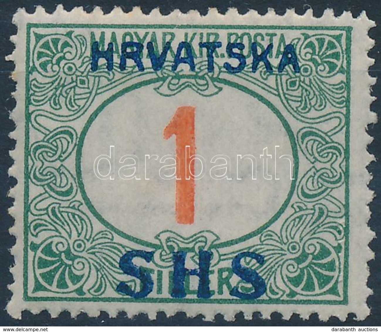 * SHS 1918 Pirosszámú Portó 1f (10.000) / Mi P27 Signed: Bodor - Sonstige & Ohne Zuordnung