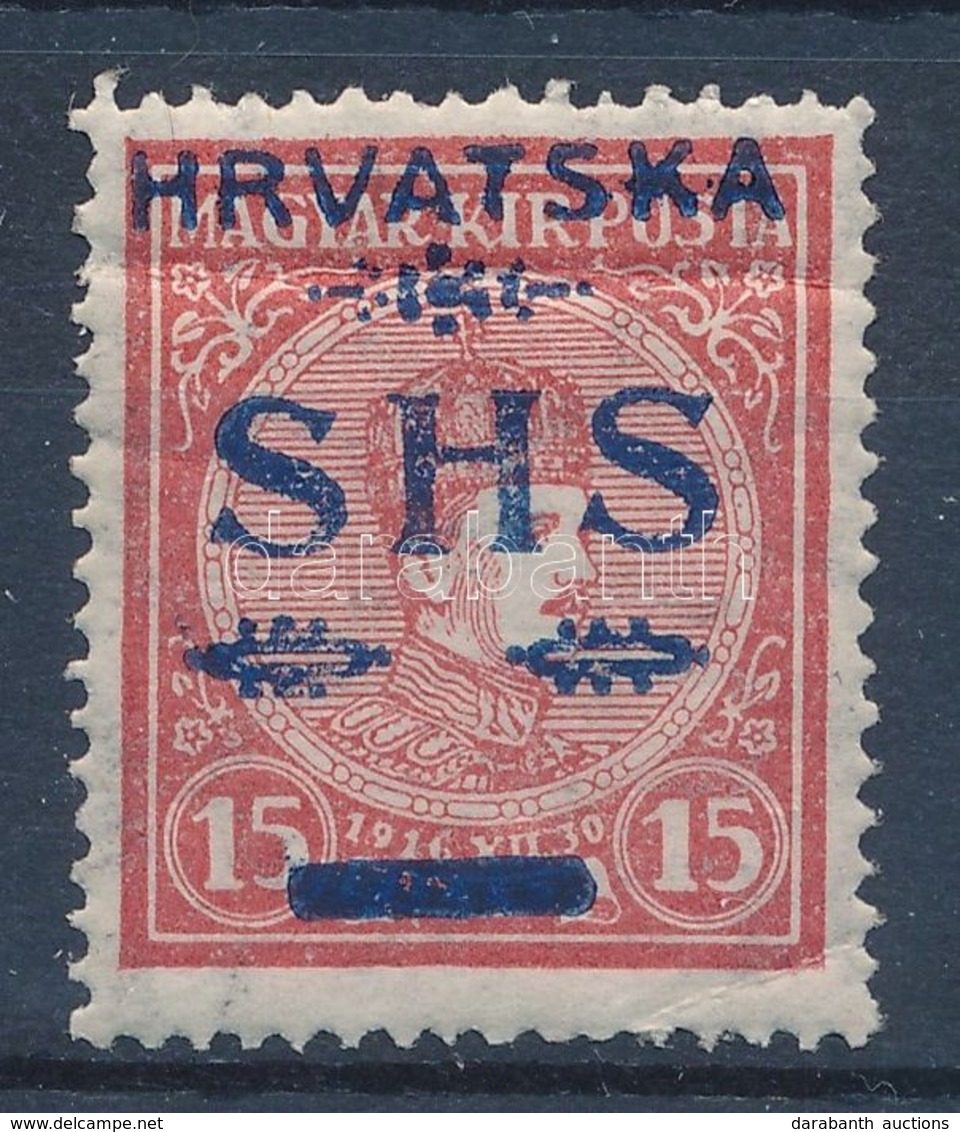 ** SHS 1918 Koronázás Károly 15f Bodor Vizsgálójellel (27.000) (törések / Folded) - Sonstige & Ohne Zuordnung