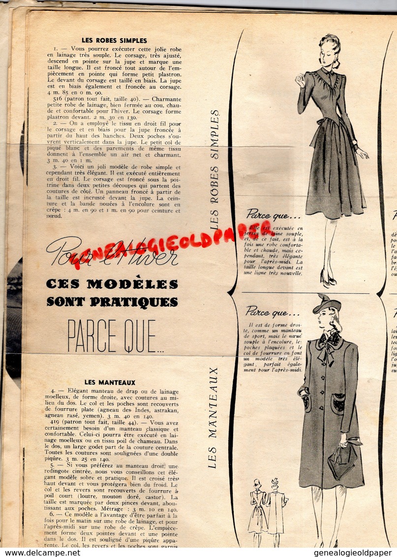 MARIE CLAIRE- REVUE MODE N° 137- 13 OCTOBRE 1939-GUERRE 1939-1945- PARIS-ROBE MANTEAU-COIFFURE CHAPEAU-