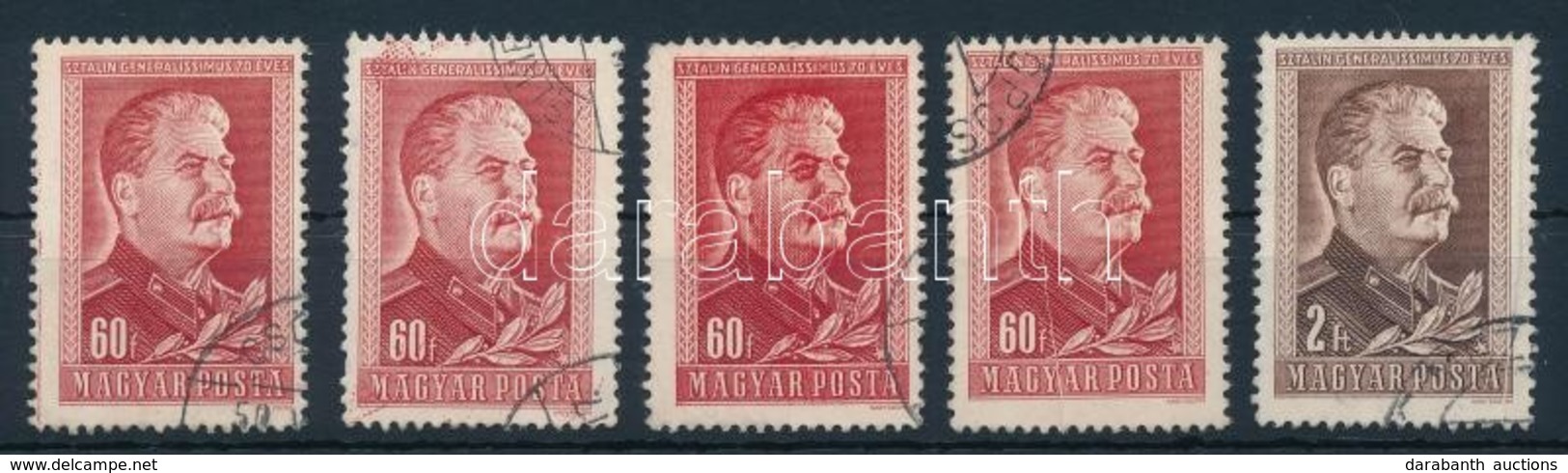 O 1949 Sztálin 3 Db Festékcsíkos,  Törl?rongy Csíkos, Ujjlenyomatos + 2 Db Papírráncos Bélyeg - Sonstige & Ohne Zuordnung