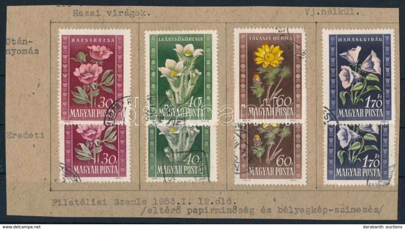 O 1950 Virág I. és II. Típusú 4 Klf érték - Sonstige & Ohne Zuordnung