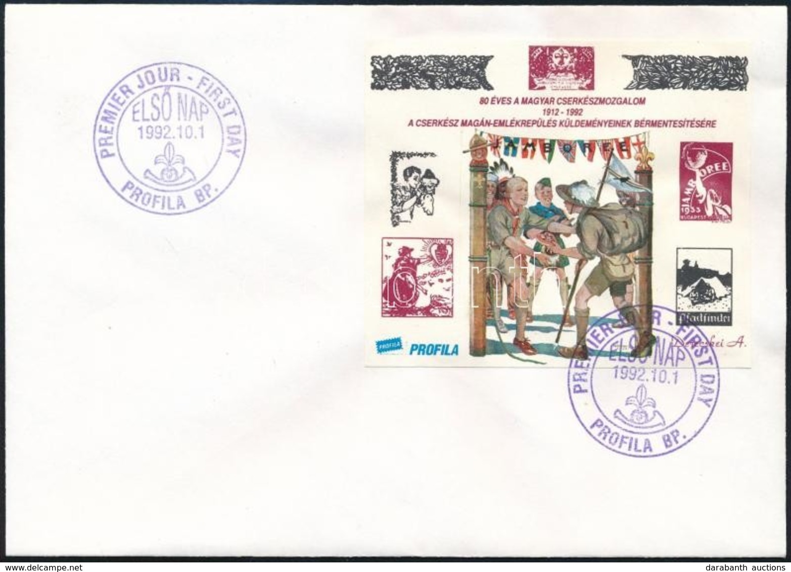 1992 Cserkész Vágott és Fogazott Emlékív FDC-n - Sonstige & Ohne Zuordnung