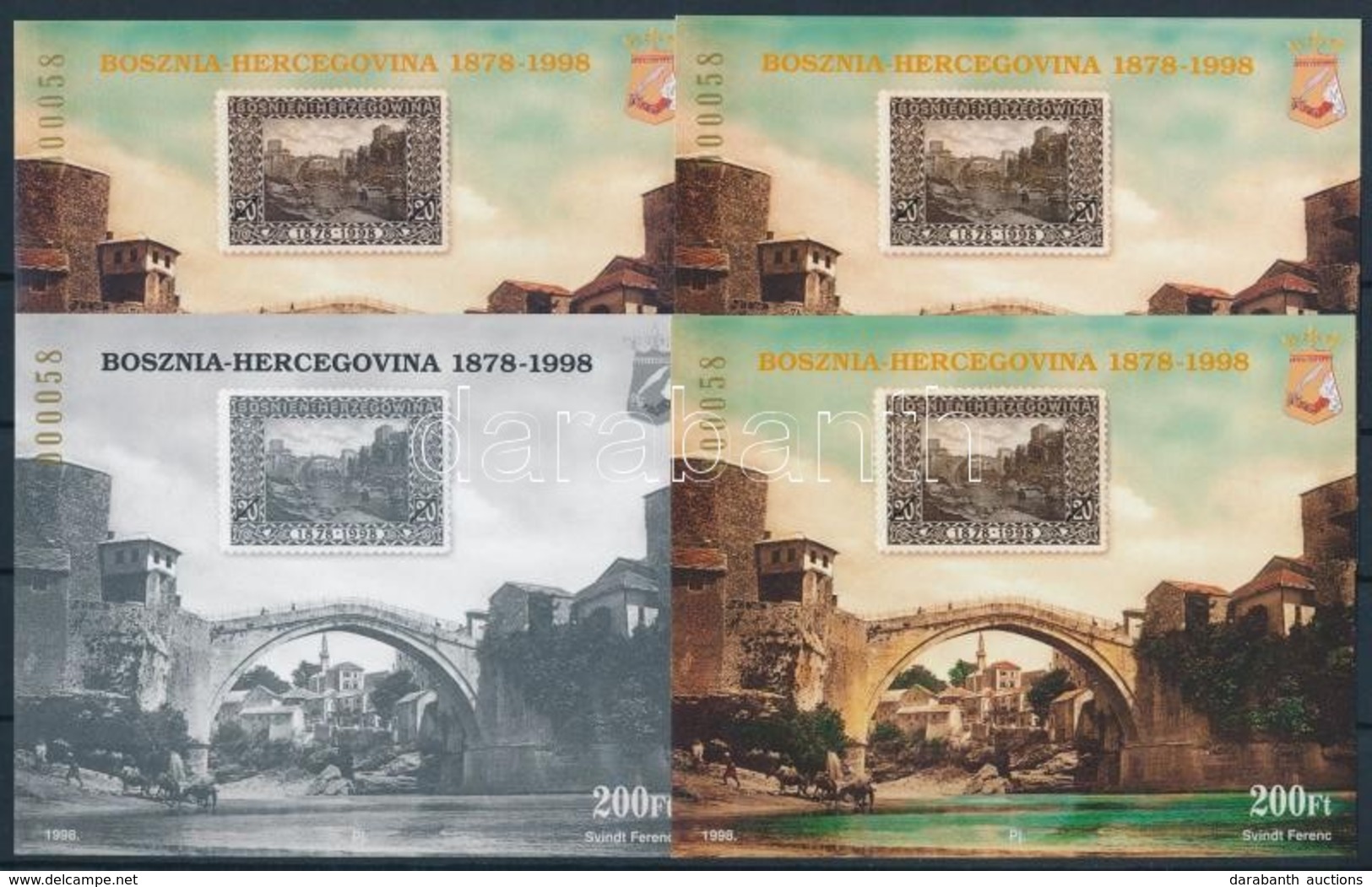 ** 1998/18 Bosznia-Hercegovina 4 Db-os Emlékív Garnitúra Azonos Sorszámmal (30.000) - Sonstige & Ohne Zuordnung